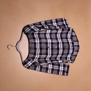 Off the Shoulder Plaid Blouse